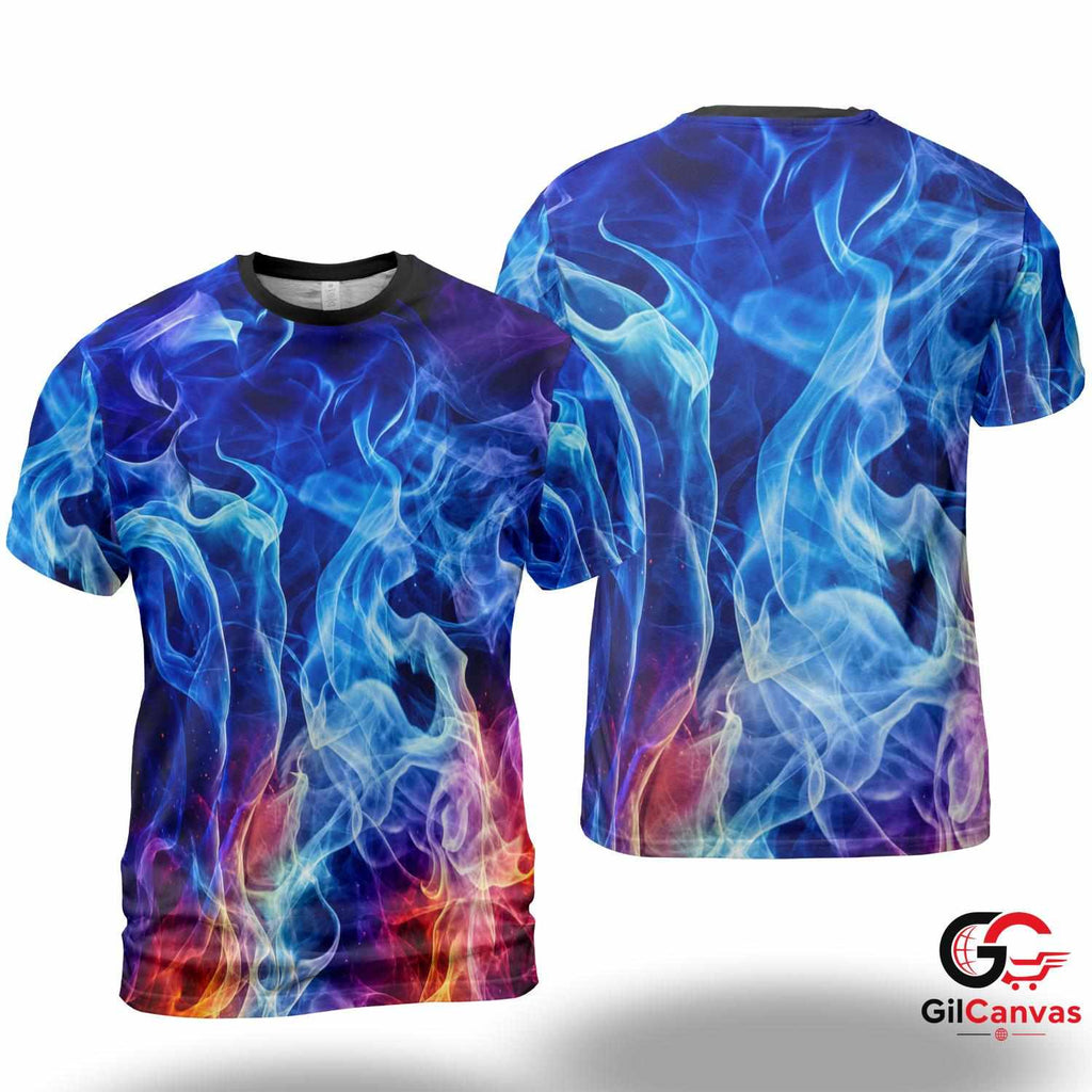 Colorful Smoke 3D T-Shirt, Stylish Unisex Graphic Tee Gift For Everyday Casual