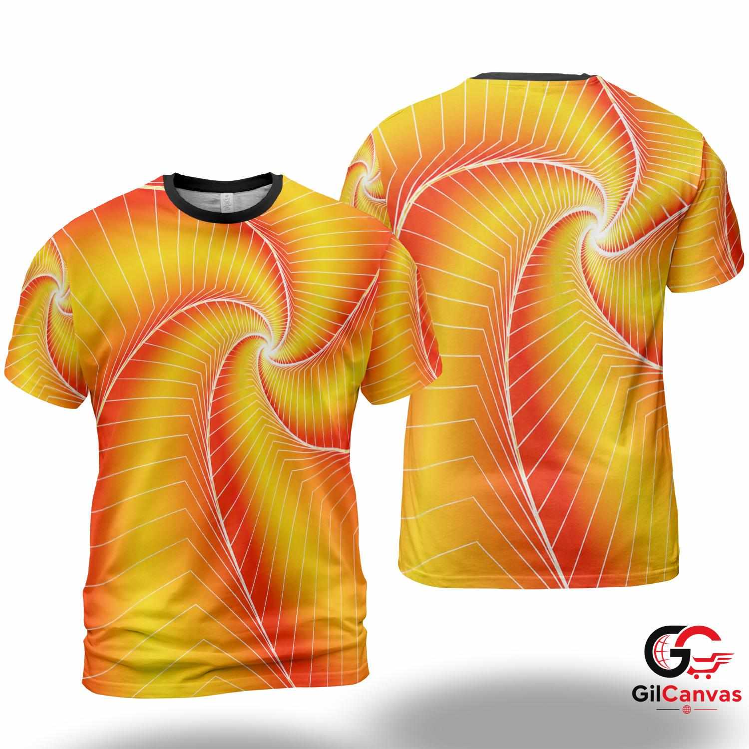 Colorful Spiral Art 3D T-Shirt, Trendy Unisex Summer Graphic Tee For Festivals