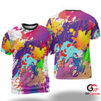 Colorful Splatter 3D T-Shirt, Artistic Unisex Graphic Tee For Summer Parties