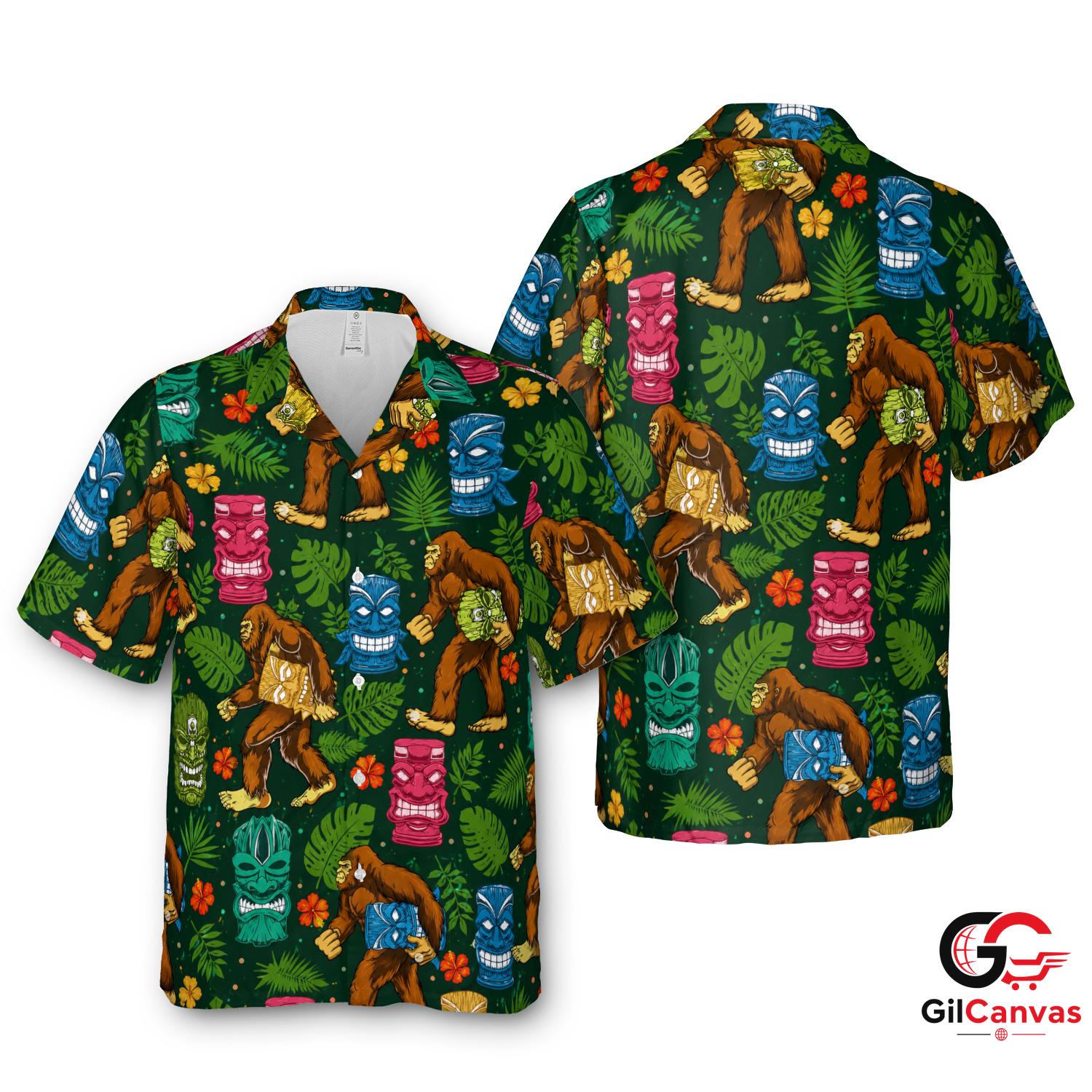 Colorful Tiki Hawaiian Shirt Perfect For Summer Parties Unisex Fun Apparel