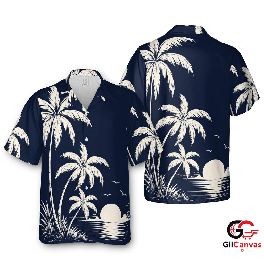 Comfy Palm Tree Hawaiian Shirt For Summer Vacation Unisex Beachwear Vibe
