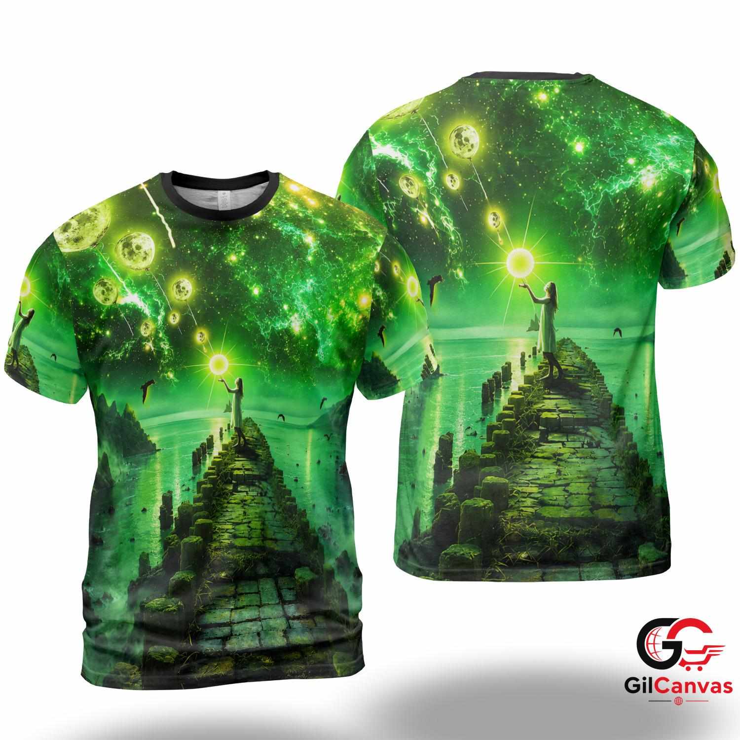 Cool Cosmic Art 3D T-Shirt, Vibrant Unisex Space Graphic Tee For Summer Vacations