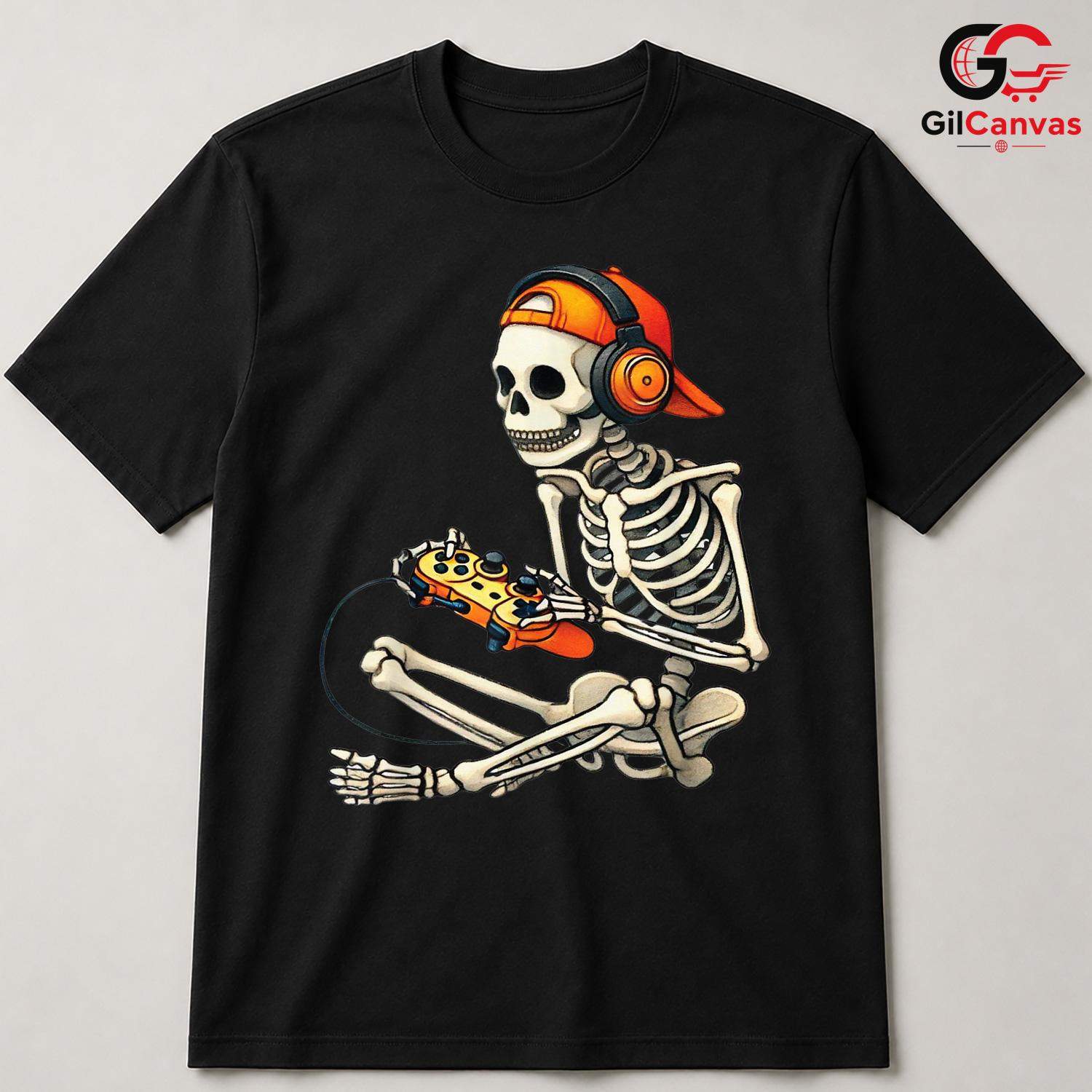 Cool Gaming Skeleton Halloween T-Shirt Unisex Perfect Gamer Birthday Gift