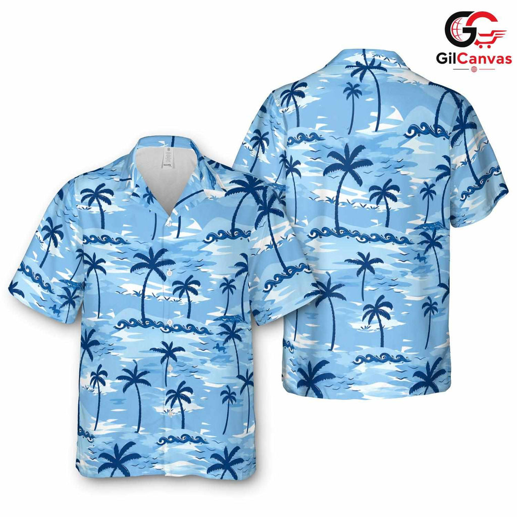 Cool Palm Tree Hawaiian Shirt, Unisex Beachwear For Summer Vacation Apparel