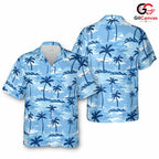 Cool Palm Tree Hawaiian Shirt, Unisex Beachwear For Summer Vacation Apparel
