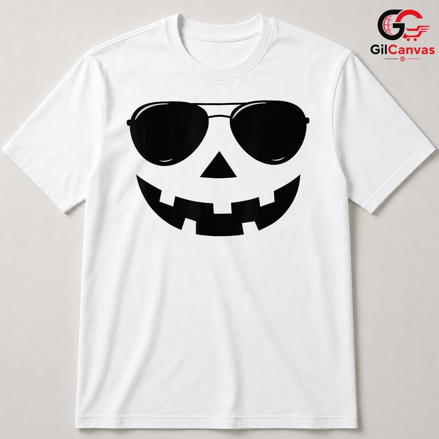 Cool Pumpkin Face Funny T-Shirt Unisex Spooky Halloween Gift For Kids Teens
