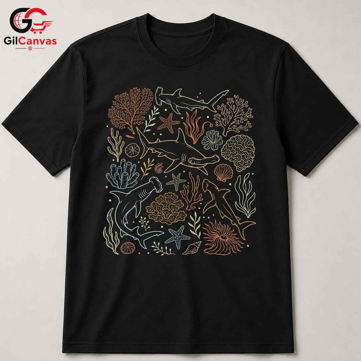 Coral Reef Shark T-Shirt Underwater Adventure Beachwear Ocean Unisex Apparel
