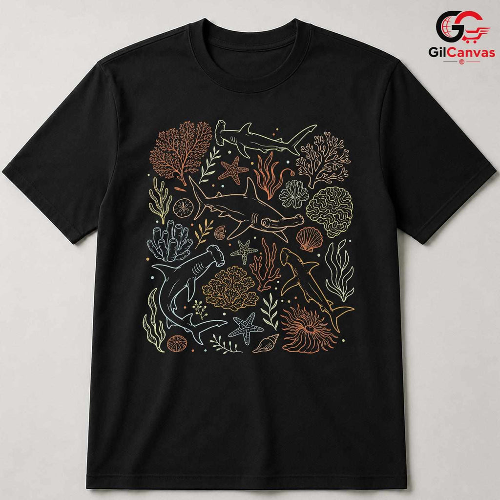 Coral Reef Shark T-Shirt Underwater Adventure Beachwear Ocean Unisex Apparel