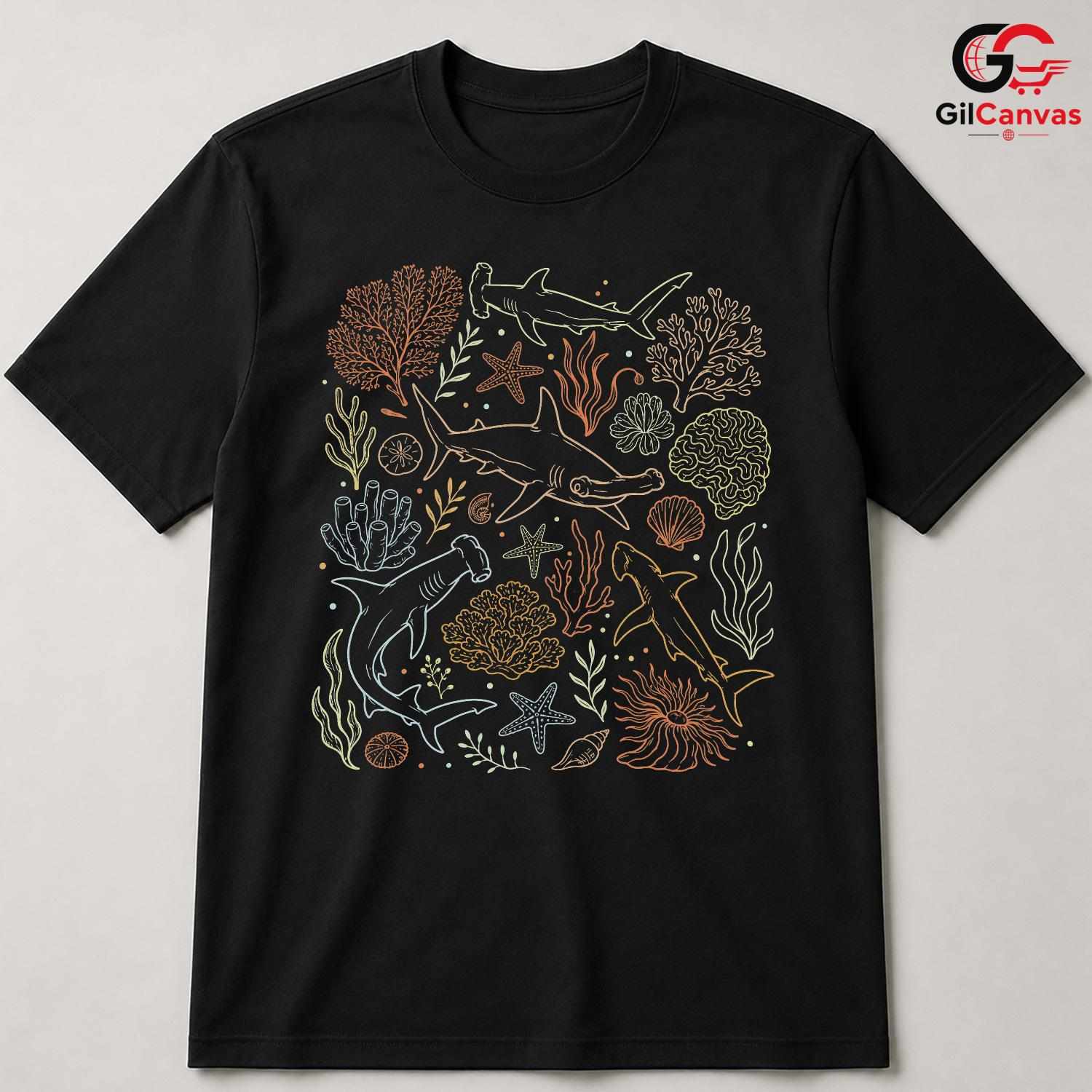 Coral Reef Shark T-Shirt Underwater Adventure Beachwear Ocean Unisex Apparel