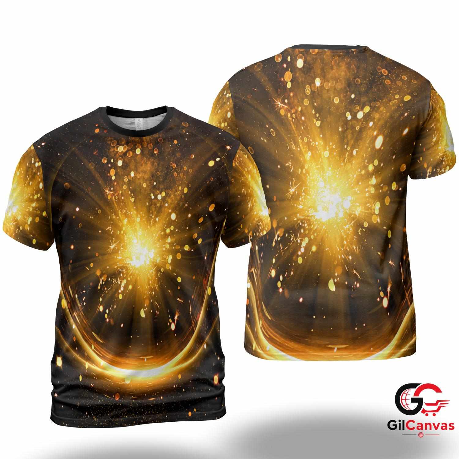 Cosmic Explosion 3D T-Shirt, Glowing Stars Unisex Space Tee Gift For Astronomy