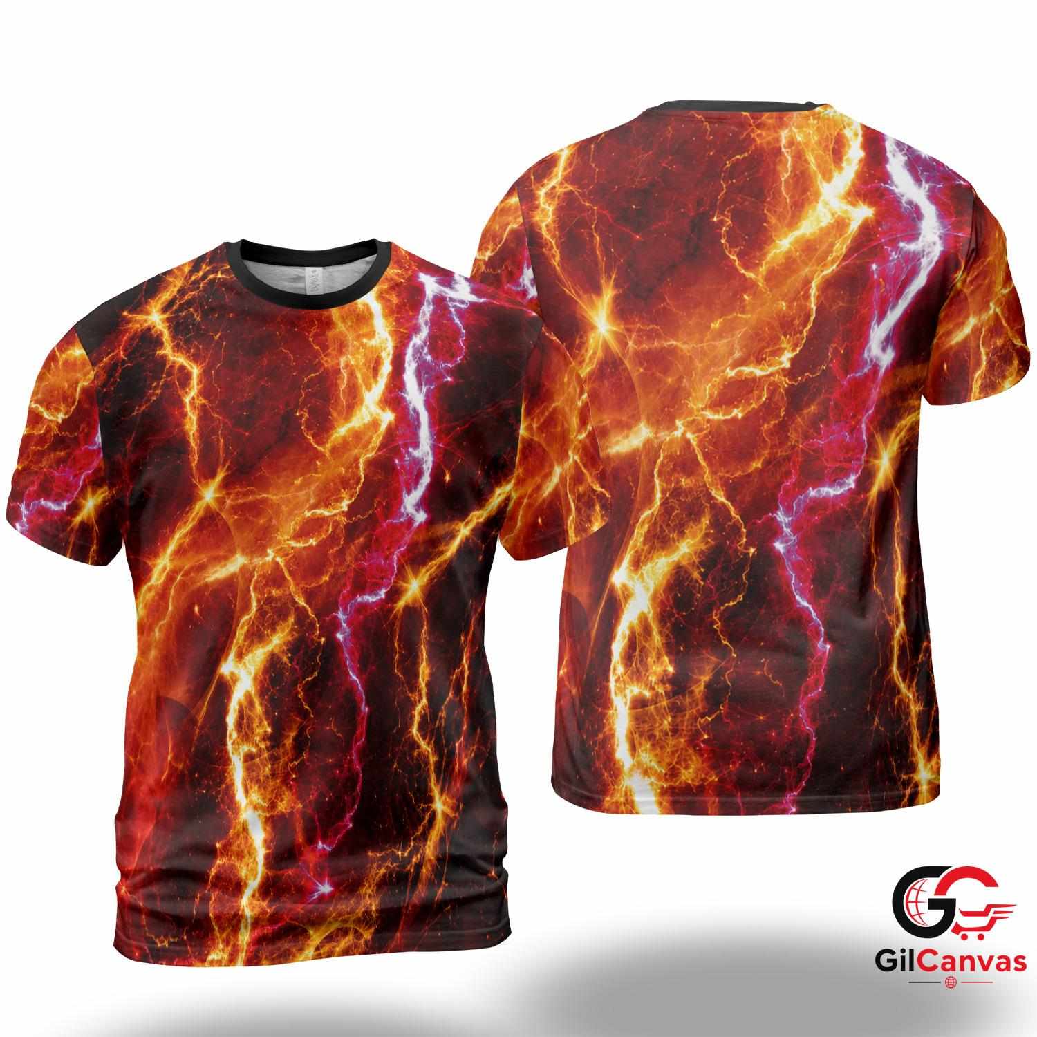 Cosmic Lightning 3D T-Shirt, Cool Unisex Festival Tee Gift For Party Goers Fun