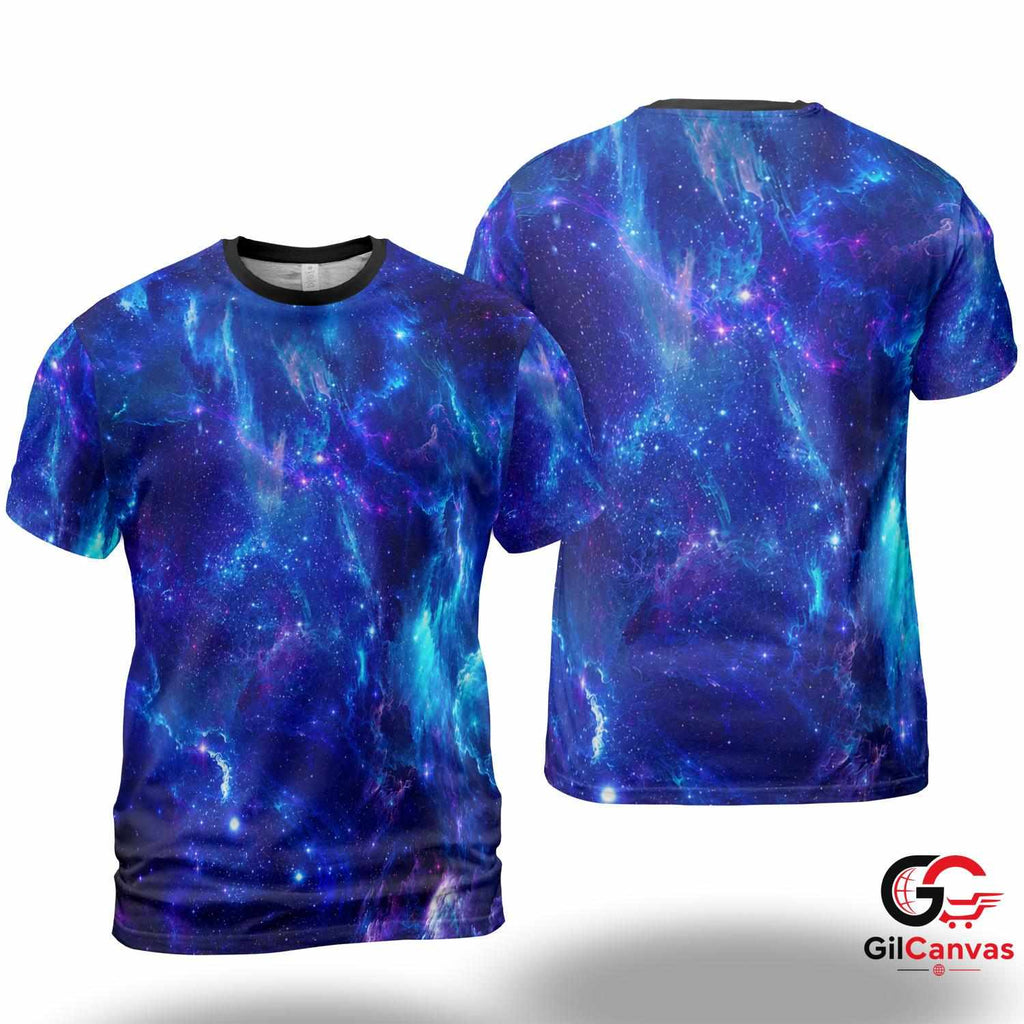 Cosmic Nebula Art 3D T-Shirt, Vibrant Unisex Space Graphic Tee Gift Sci-Fi Parties