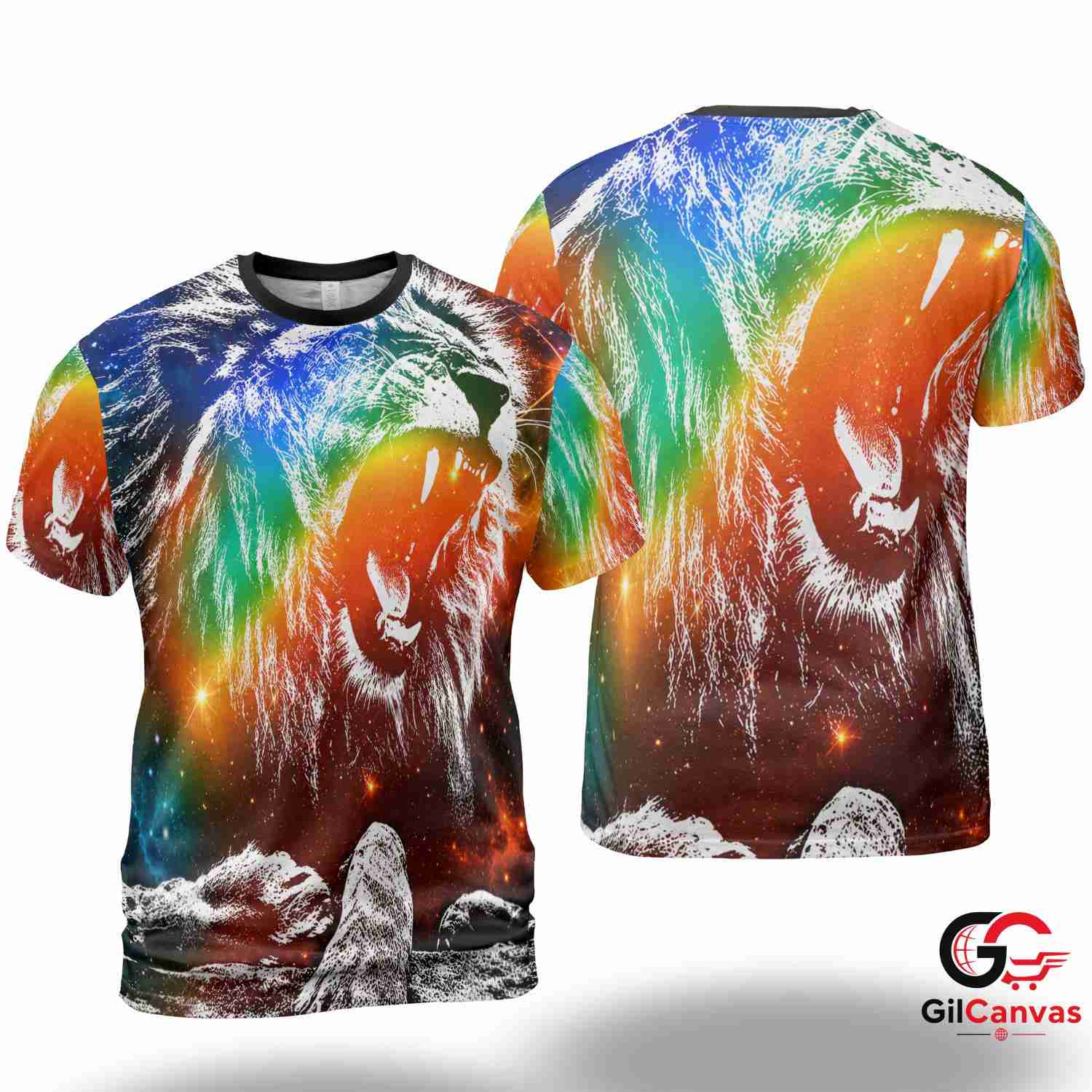 Cosmic Roaring Lion 3D T-Shirt, Vibrant Unisex Galaxy Graphic Tee Gift For Birthdays