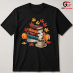 Cozy Autumn Reading T-Shirt Unisex Pumpkin Spice Fall Harvest Coffee Gift