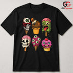 Creepy Ice Cream Skull T-Shirt Unisex Cool Halloween Party Gift Teens Adults