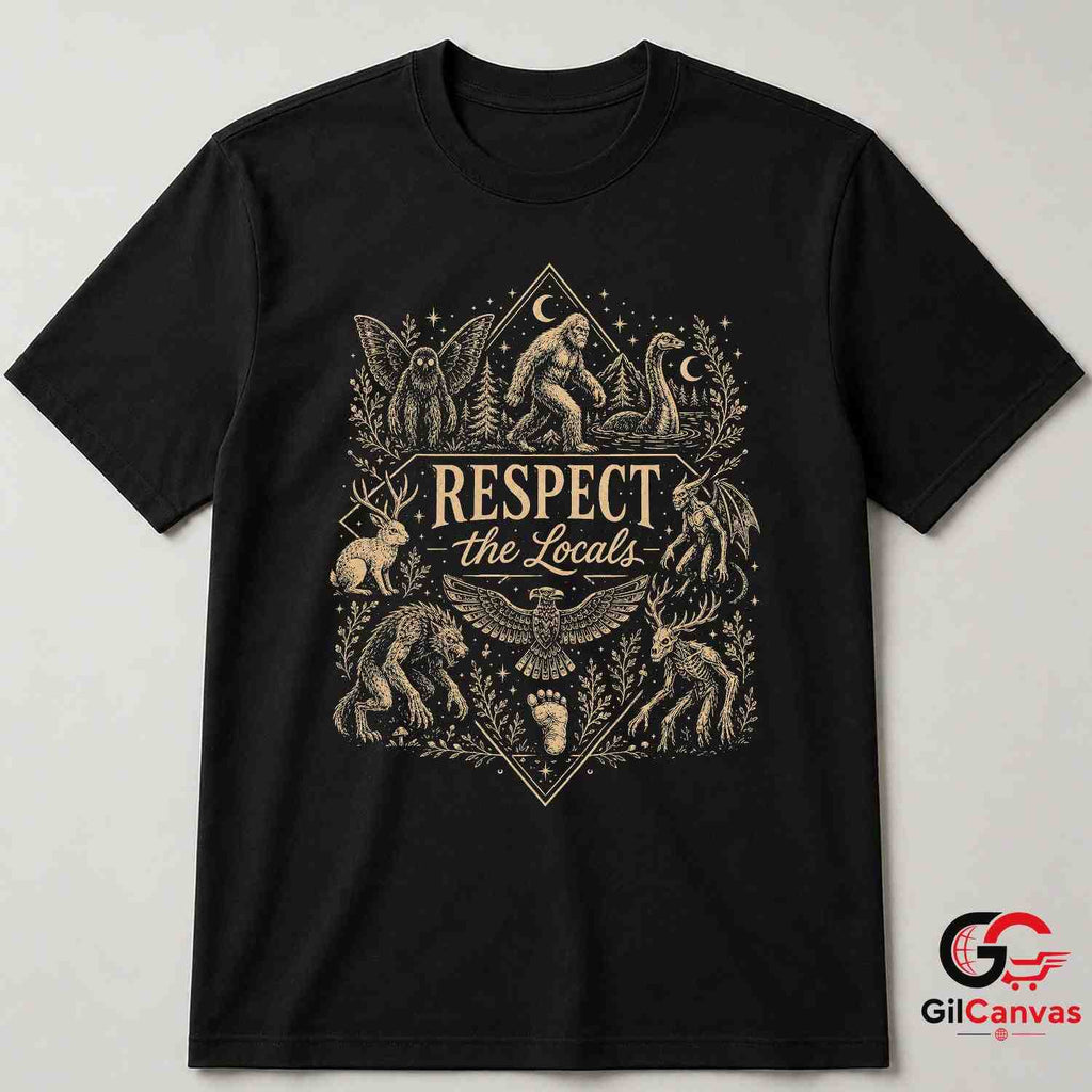 Cryptid Legend Respect Local T-Shirt Mothman Bigfoot Unisex Halloween Apparel