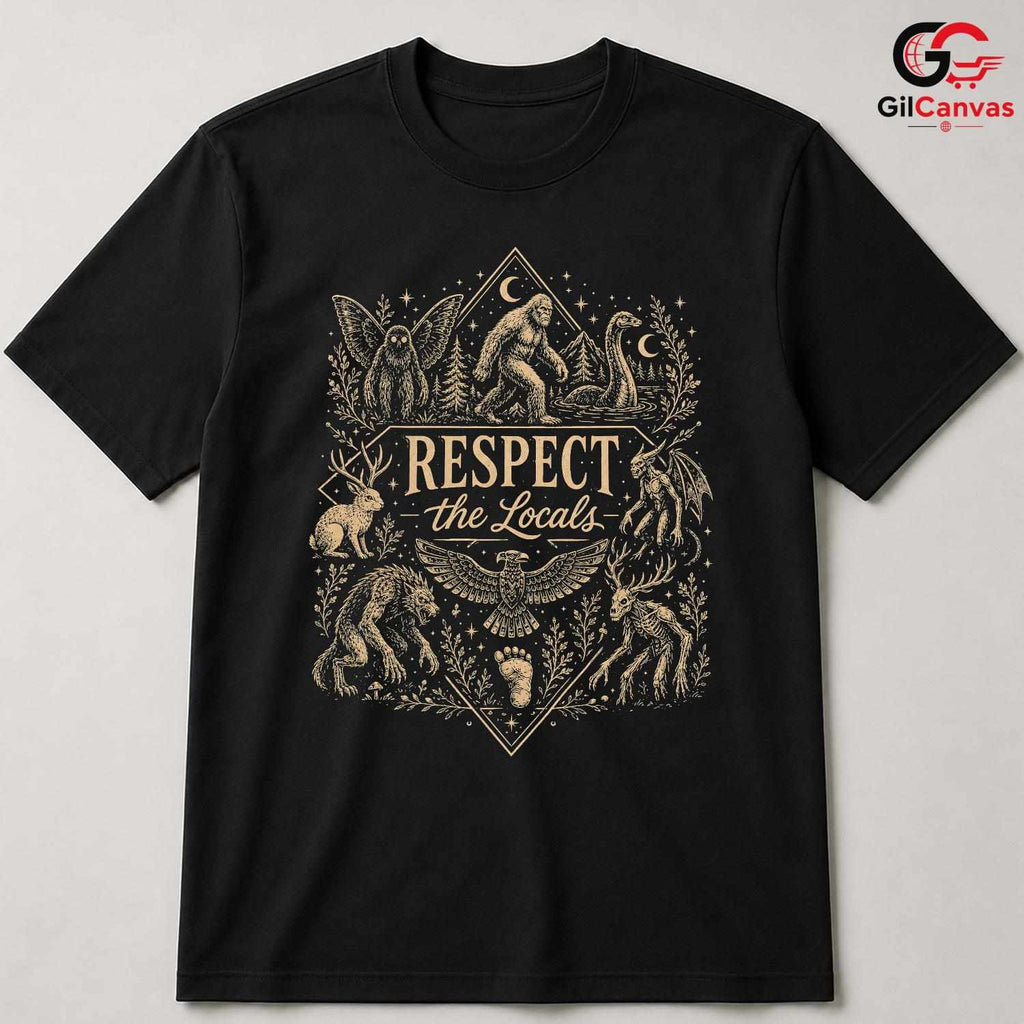 Cryptid Legend Respect Local T-Shirt Mothman Bigfoot Unisex Halloween Apparel