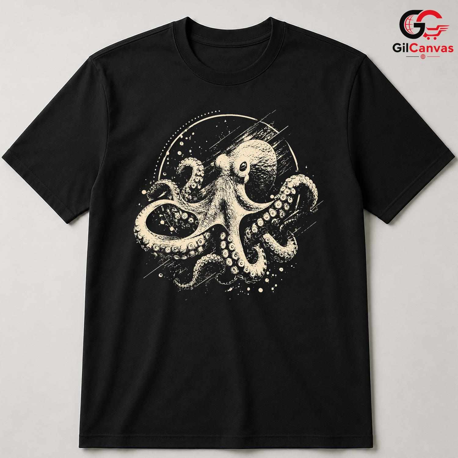 Custom Sea Life Octopus T-Shirt Ocean Lover Beach Wear Unisex Graphic Tee