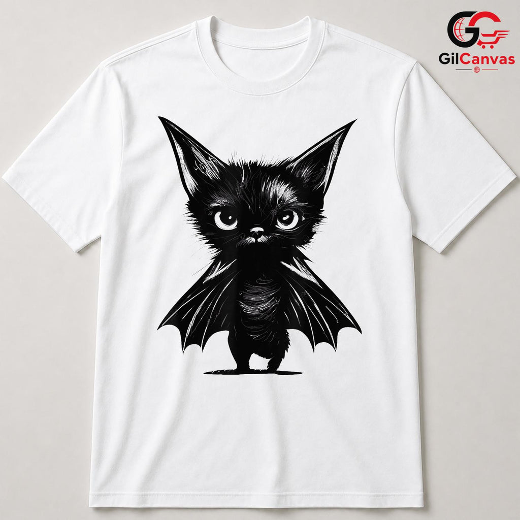 Cute Bat Cat Halloween T-Shirt Unisex Fun Spooky Pet Lover Gift Idea For Kids