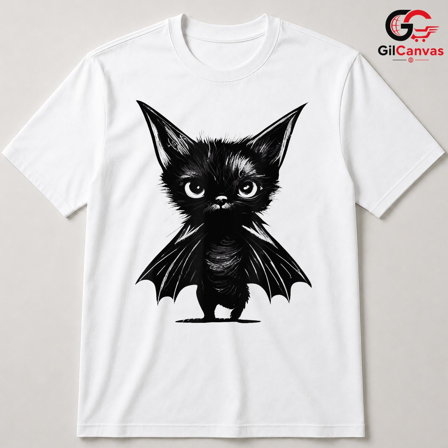 Cute Bat Cat Halloween T-Shirt Unisex Fun Spooky Pet Lover Gift Idea For Kids