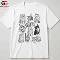 Cute Cat Illustration T-Shirt Feline Lover Perfect Gift Idea Women Men Shirt