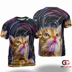 Cute Cat Pattern 3D T-Shirt, Funny Unisex Animal Tee Gift For Halloween Events