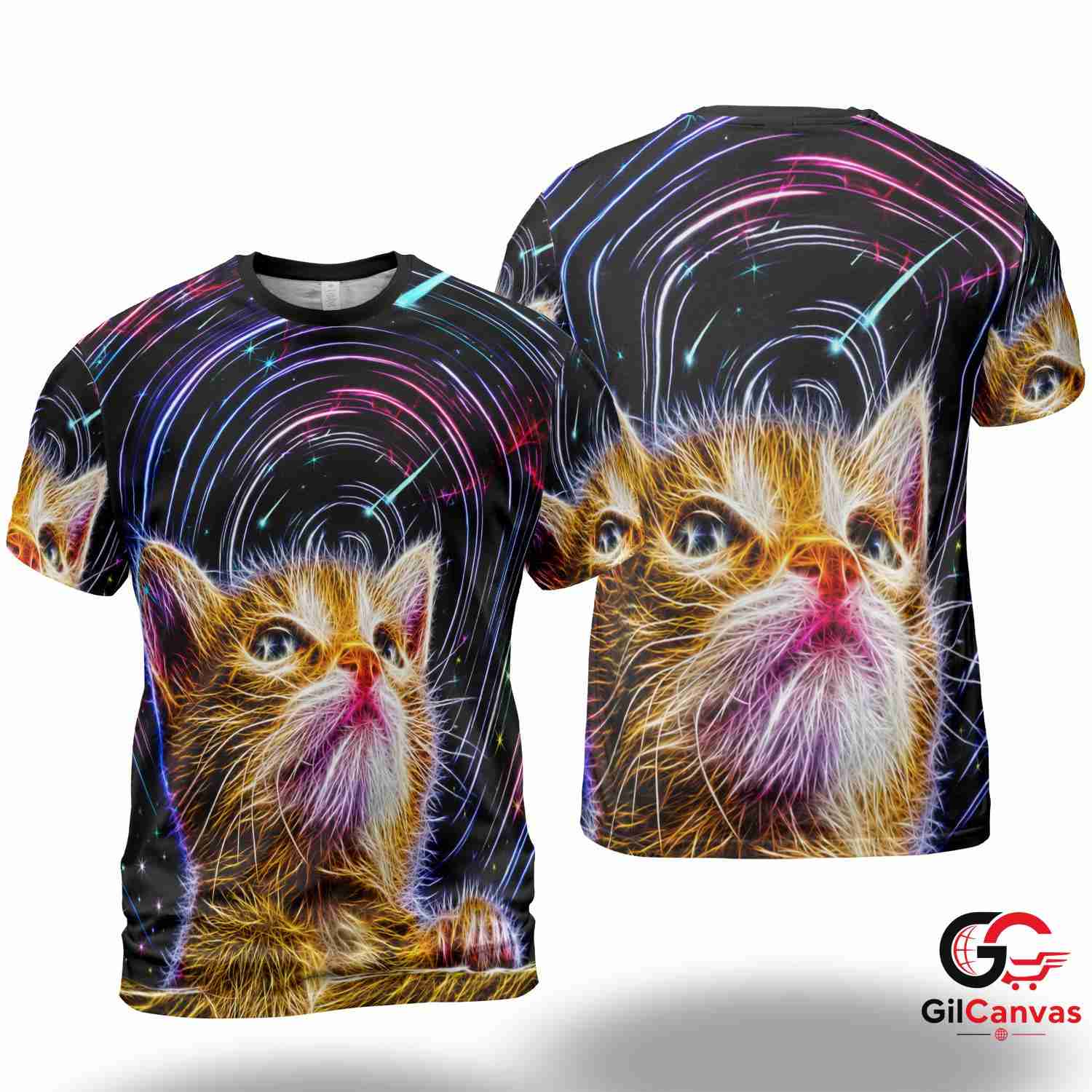 Cute Cat Pattern 3D T-Shirt, Funny Unisex Animal Tee Gift For Halloween Events