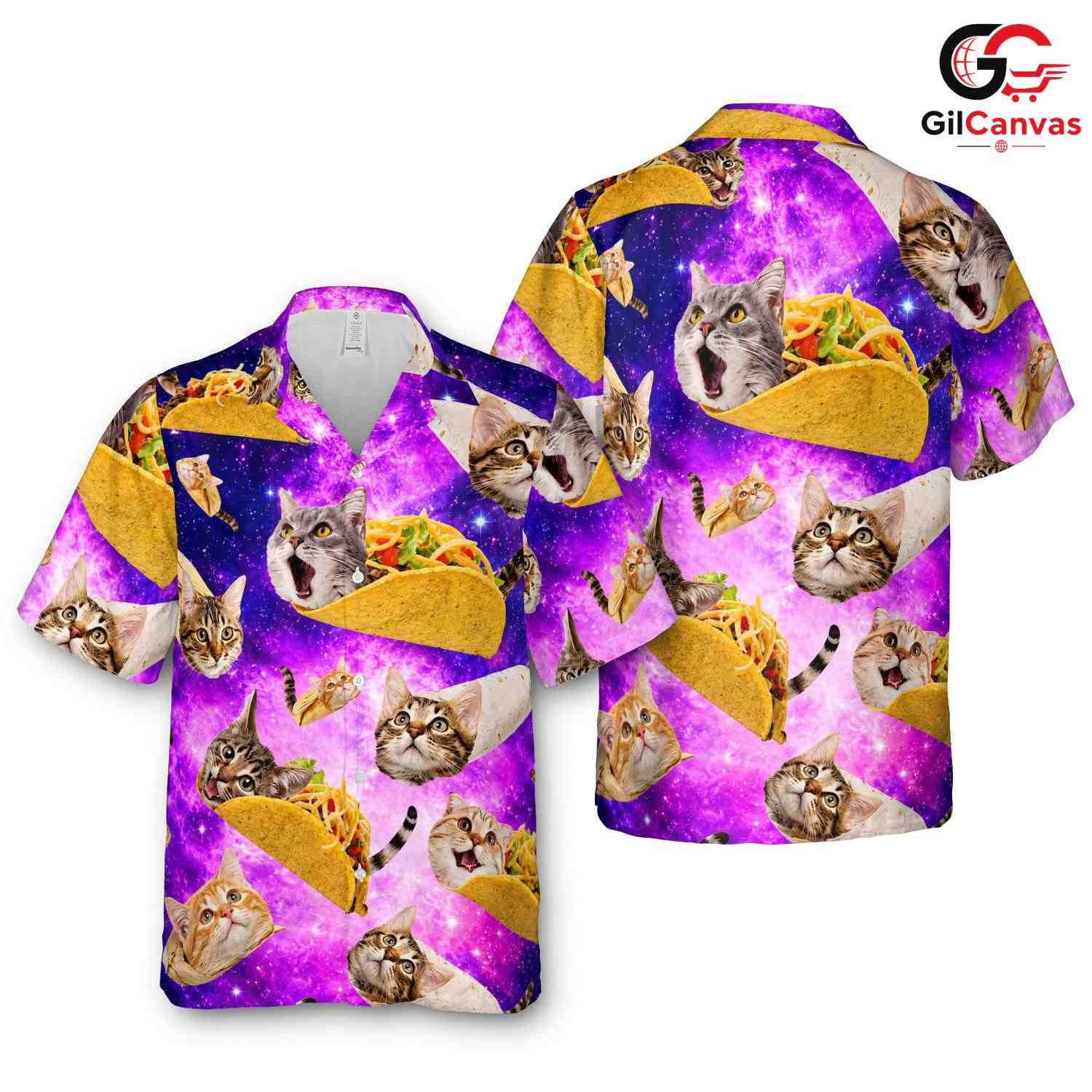 Cute Cat Taco Hawaiian Shirt, Fun Unisex Print for Summer Beach Parties