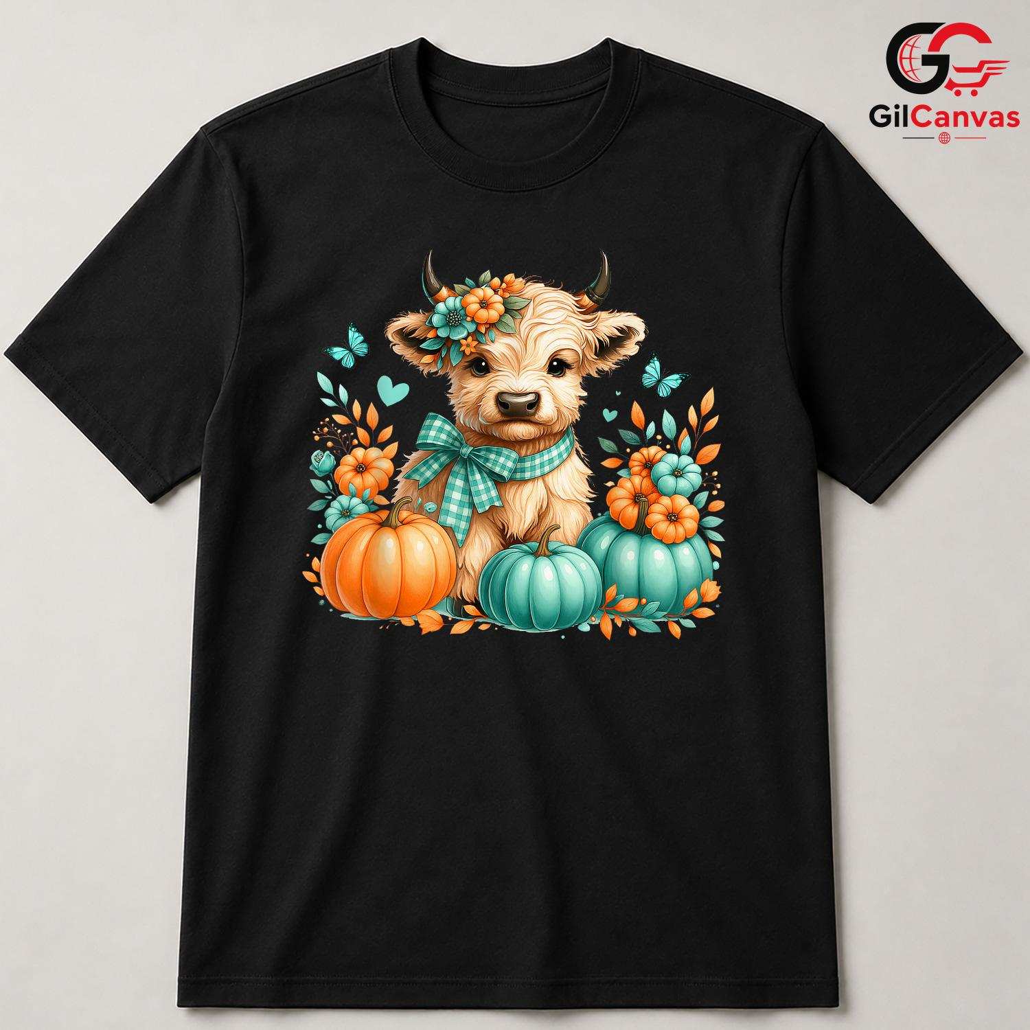 Cute Cow Fall Festival T-Shirt Unisex Autumn Harvest Party Gift Kids Adults