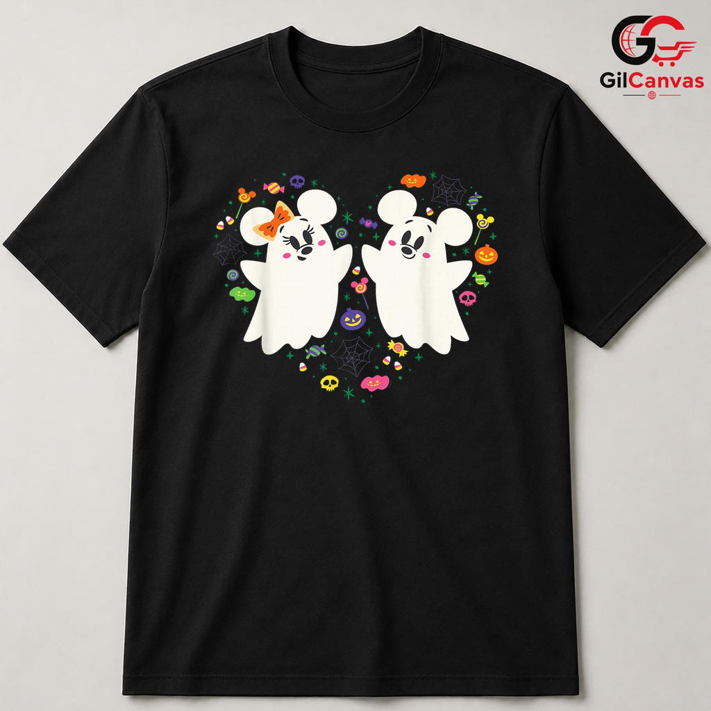 Cute Ghost Couple Halloween T-Shirt Unisex Spooky Trick Or Treat Family Gift