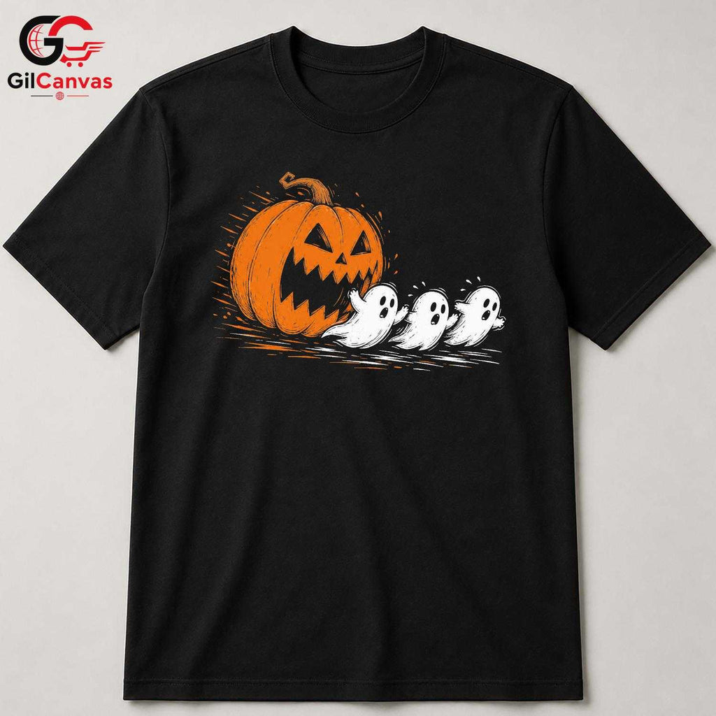 Cute Ghost Pumpkin T-Shirt Halloween Perfect Kids Fun Graphic Tee Boys Girls