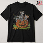 Cute Kitten Pumpkin Tee Shirt Unisex Halloween Cat Lover Gift Idea For Kids