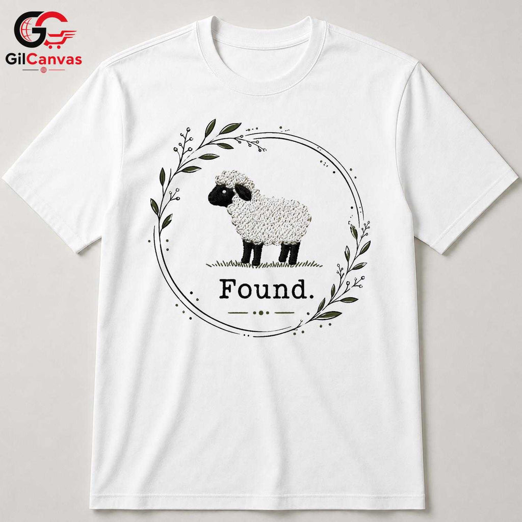 Cute Sheep Found T-Shirt Spring Celebration Custom Unisex Graphic Tee Gift