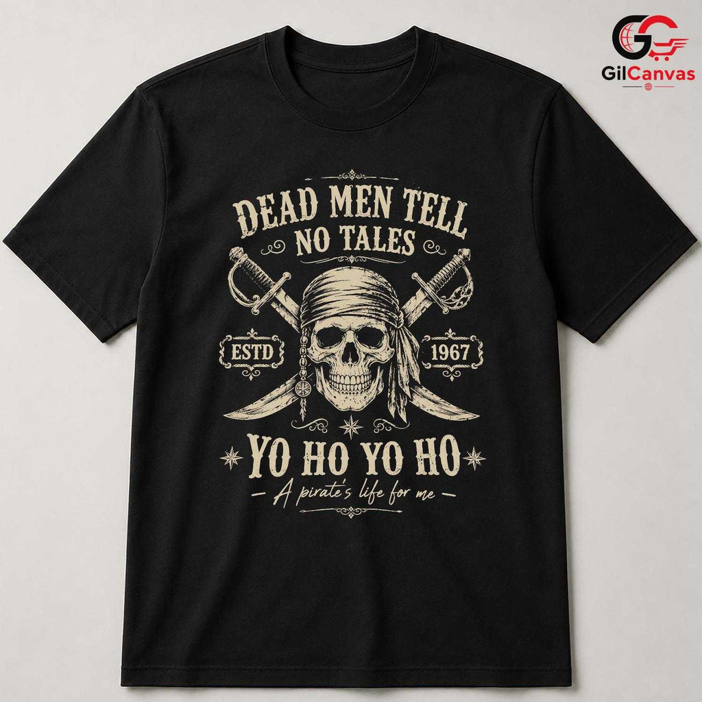 Dead Men Tell No Tales T-Shirt Pirate Skull Halloween Unisex Vintage Graphic Tee
