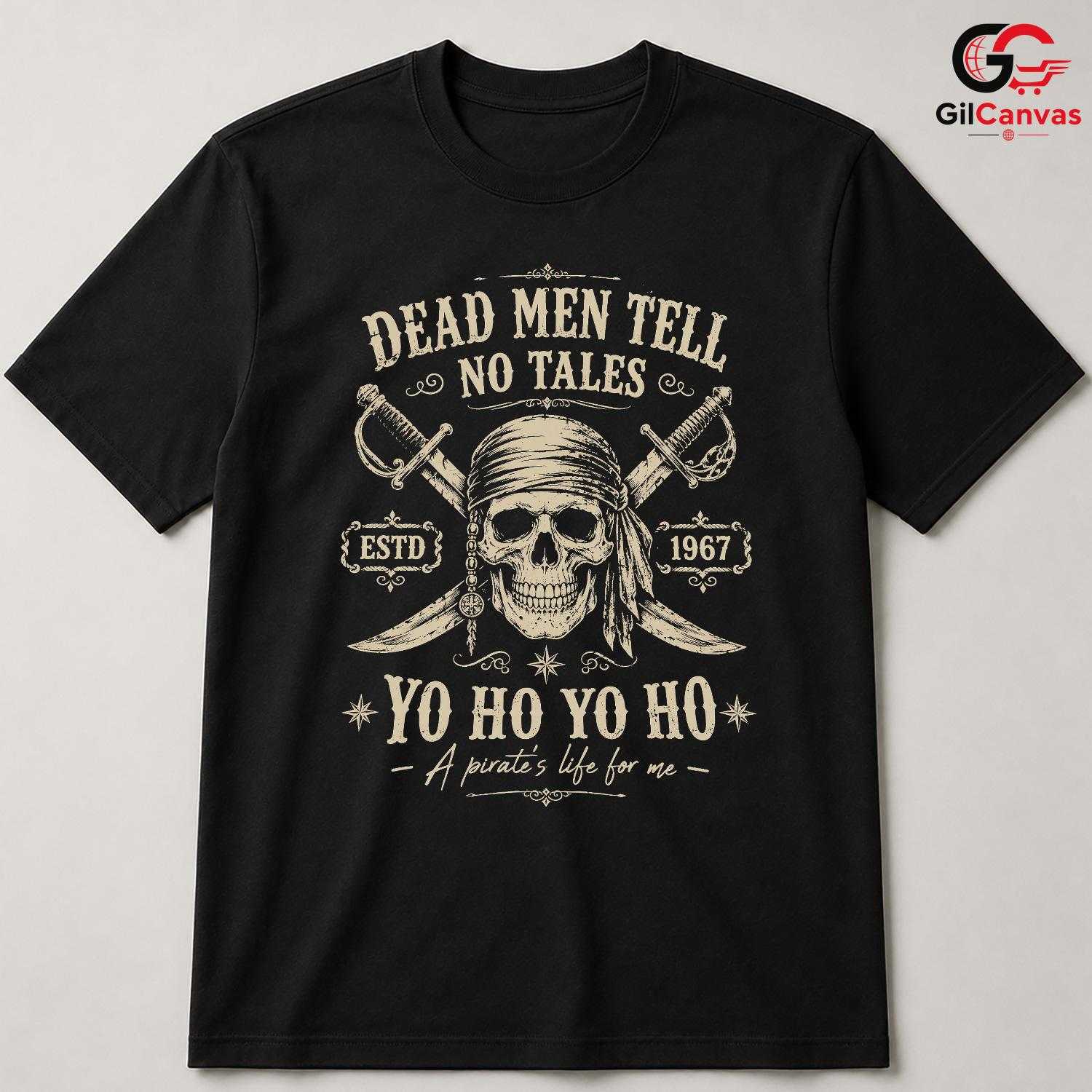 Dead Men Tell No Tales T-Shirt Pirate Skull Halloween Unisex Vintage Graphic Tee