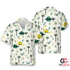 Dinosaur Print Hawaiian Shirt For Kids Tropical Summer Vacation Casual Wear