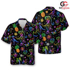 Dinosaur Tropical Hawaiian Tee, Fun Unisex Vacation Apparel Summer Outings