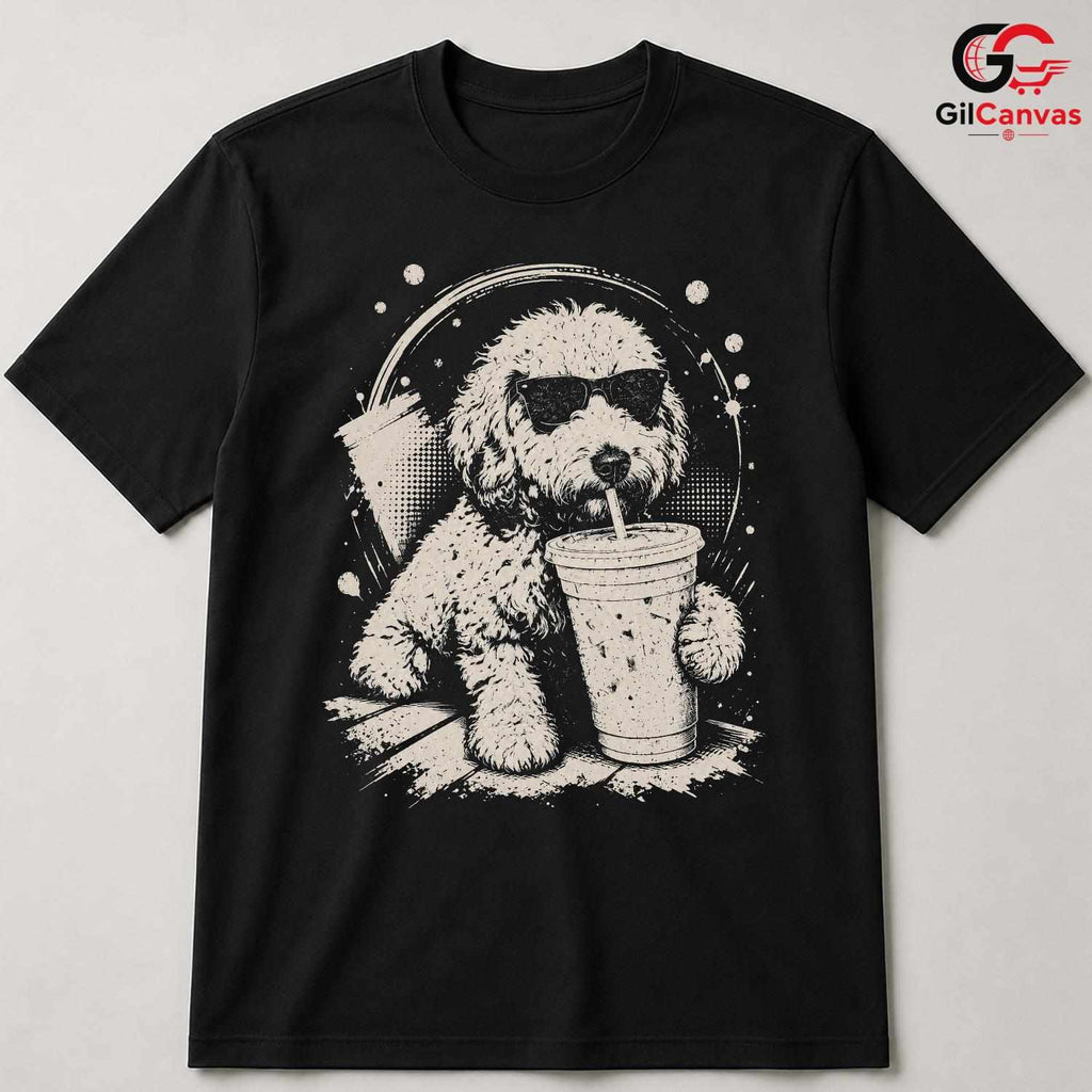 Dog Drinking Smoothie T-Shirt Summer Pet Lover Humor Unisex Graphic Apparel