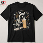 Drink Raccoon Summer T-Shirt Men Women Animal Lover Cool Graphic Vacation Shirt
