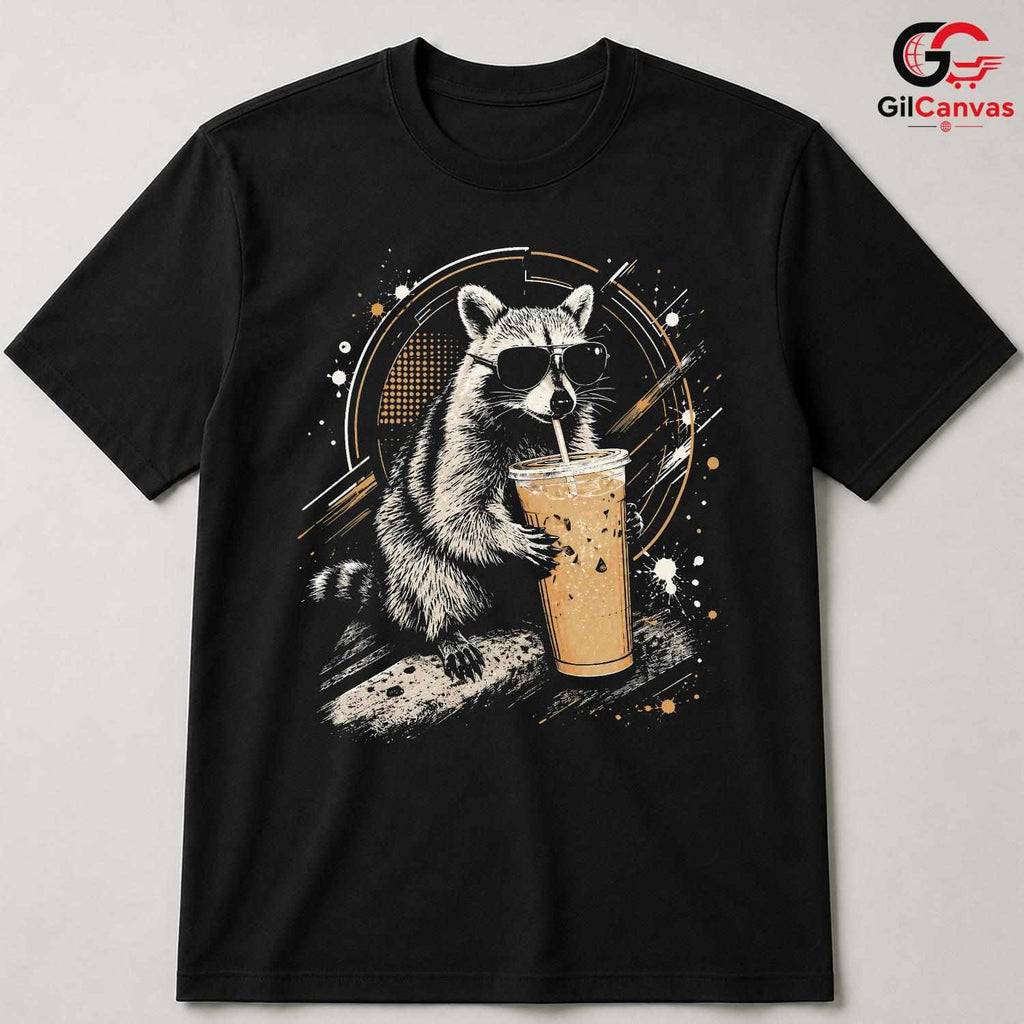 Drink Raccoon Summer T-Shirt Men Women Animal Lover Cool Graphic Vacation Shirt