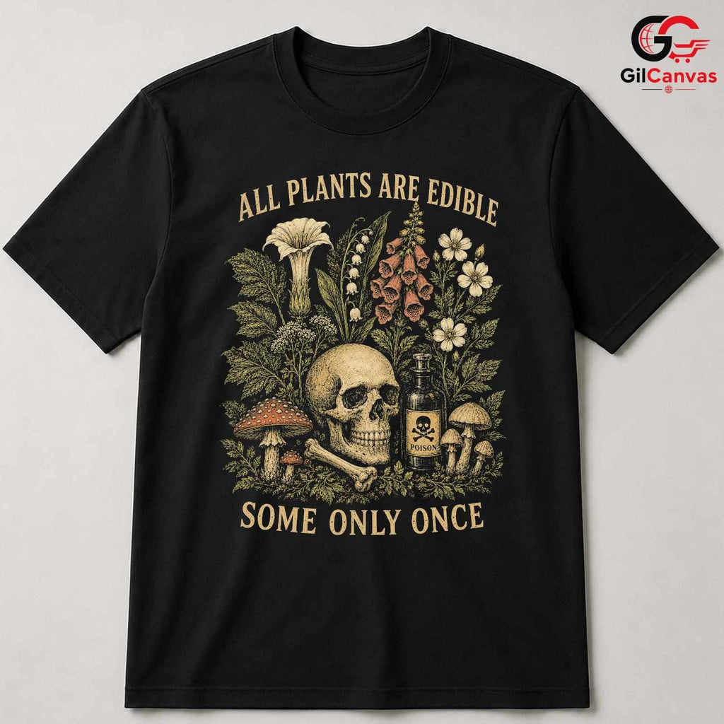 Edible Plant Skull Graphic T-Shirt Nature Lover Gift Unisex Halloween Apparel