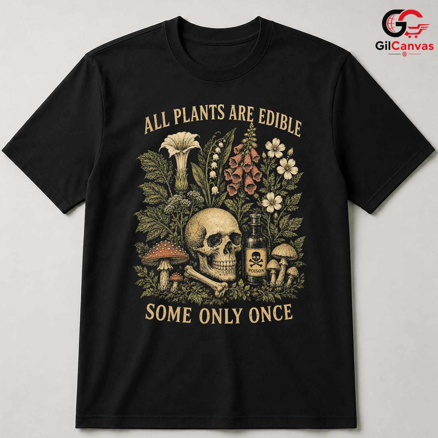Edible Plant Skull Graphic T-Shirt Nature Lover Gift Unisex Halloween Apparel