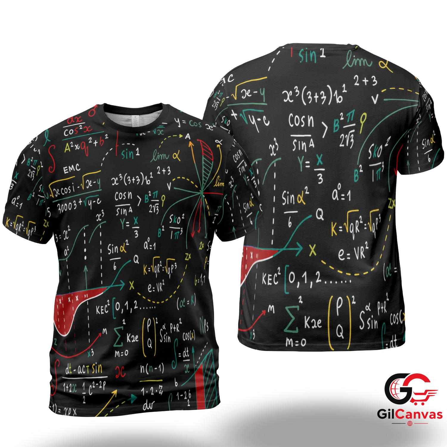 Educational Math 3D T-Shirt, Fun Unisex Back To School Graphic Tee For Students