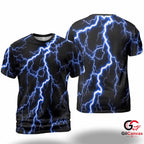 Electric Lightning 3D T-Shirt, Vibrant Unisex Halloween Graphic Tee Costume Everyday