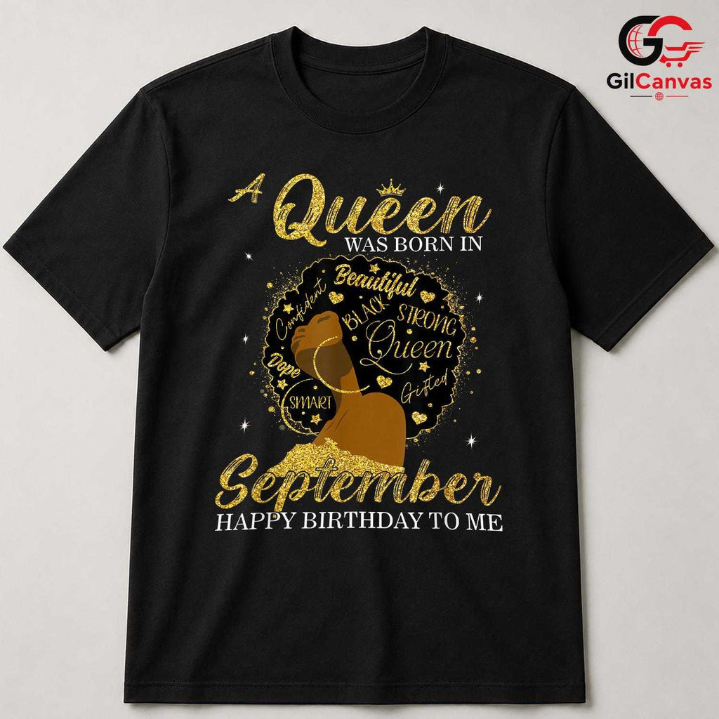 Empowered Black Queen Fall Tee Unisex September Afro Girl Birthday Gift Idea