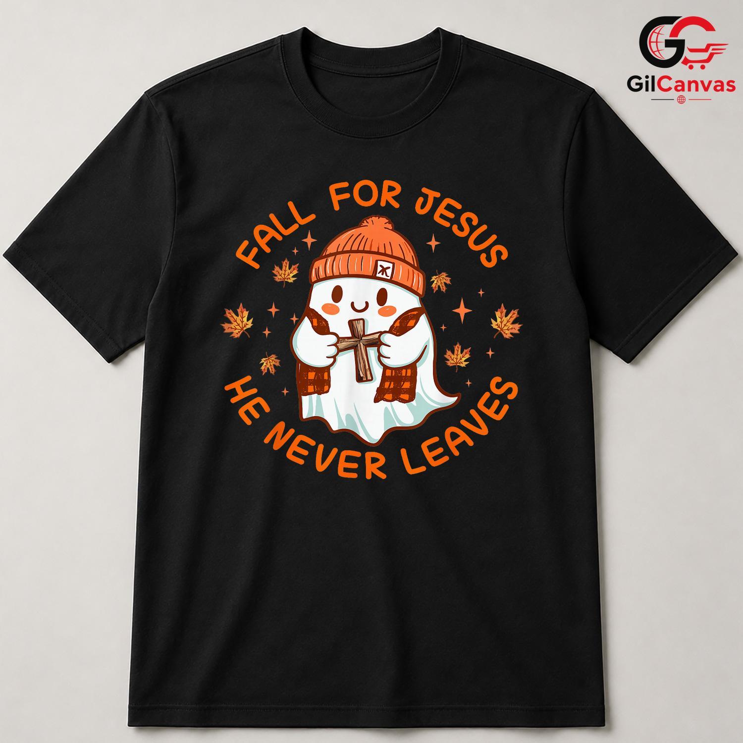 Fall For Jesus Ghost Fall Tee Unisex Cute Halloween Christian Gift For All
