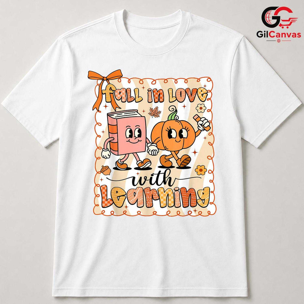 Fall Learning Pumpkin T-Shirt Unisex Cute Book Education Back To School Gift