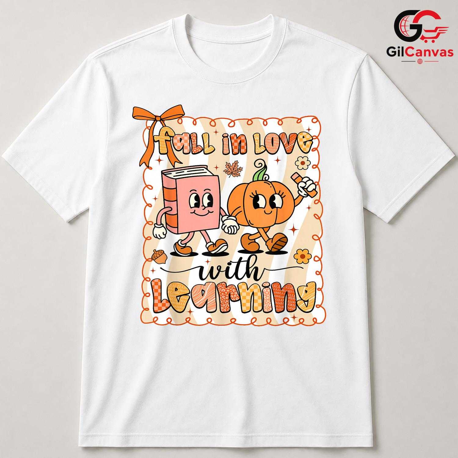 Fall Learning Pumpkin T-Shirt Unisex Cute Book Education Back To School Gift