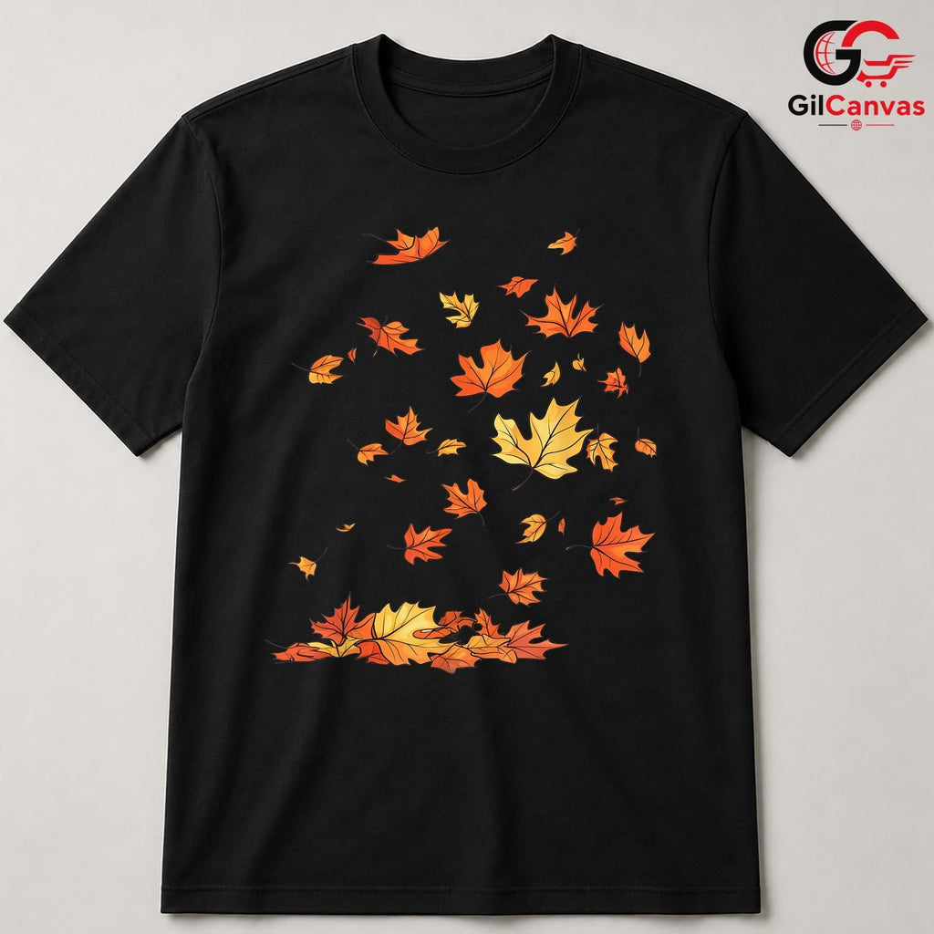Fall Leaves Autumn Nature Tee Unisex Cozy Celebration Gift For Nature Lover