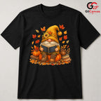 Fall Reading Gnome T-Shirt Unisex Cute Autumn Book Lover Enthusiast Gift